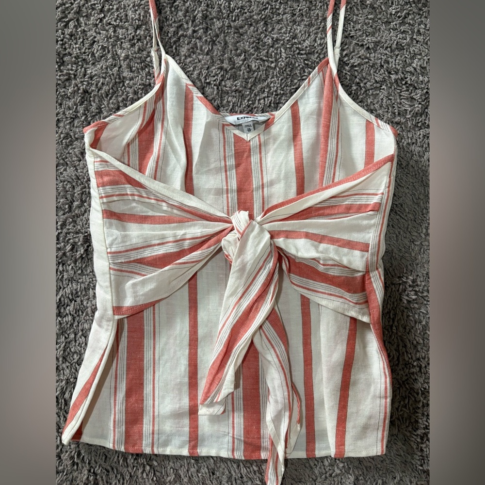Striped Sleeveless Top with Bow Detail